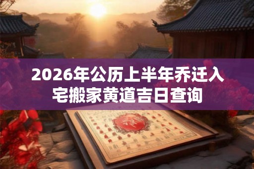 2026年公历上半年乔迁入宅搬家黄道吉日查询