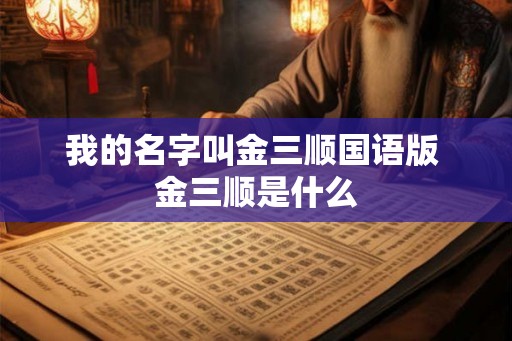 我的名字叫金三顺国语版 金三顺是什么