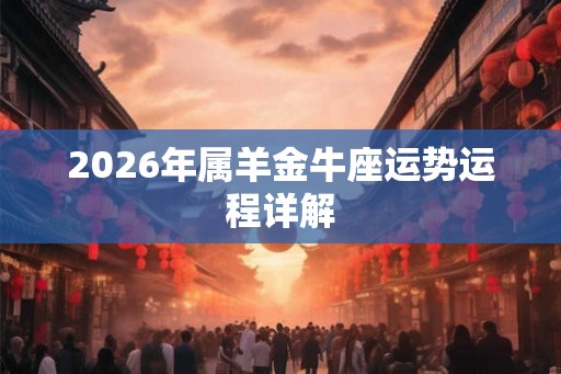2026年属羊金牛座运势运程详解