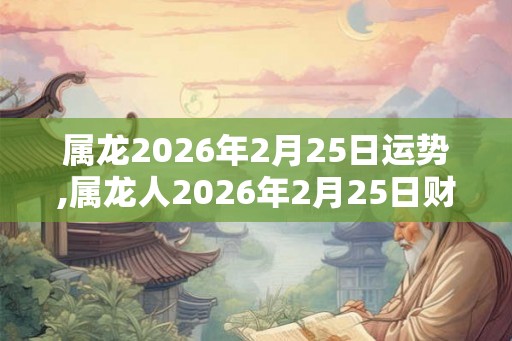 属龙2026年2月25日运势,属龙人2026年2月25日财运,生肖龙2026年2月25日运势