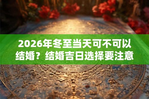 2026年冬至当天可不可以结婚？结婚吉日选择要注意哪些禁忌？