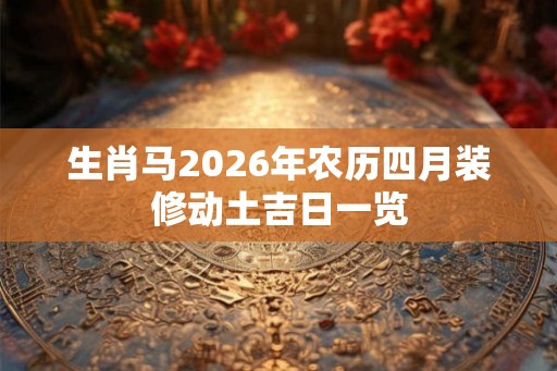 生肖马2026年农历四月装修动土吉日一览