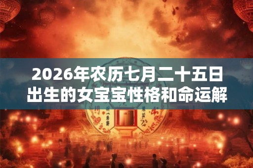 2026年农历七月二十五日出生的女宝宝性格和命运解析