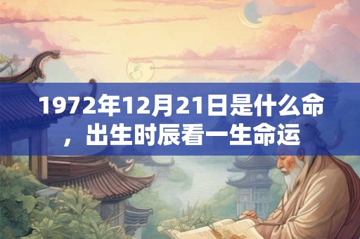 1972年12月21日是什么命，出生时辰看一生命运
