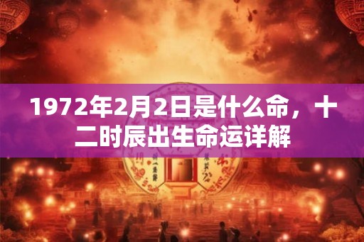 1972年2月2日是什么命，十二时辰出生命运详解
