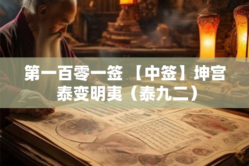第一百零一签 【中签】坤宫 泰变明夷（泰九二）