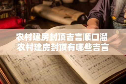 农村建房封顶吉言顺口溜 农村建房封顶有哪些吉言