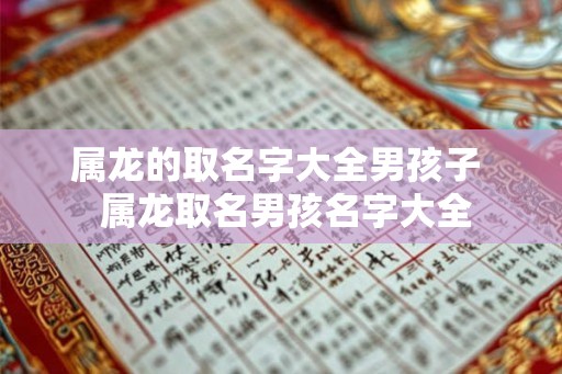 属龙的取名字大全男孩子  属龙取名男孩名字大全