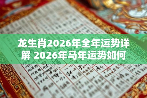 龙生肖2026年全年运势详解 2026年马年运势如何