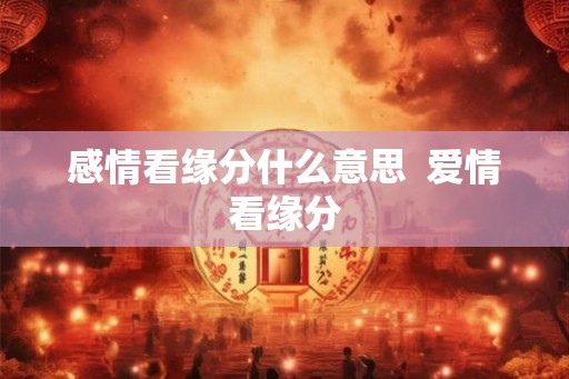 感情看缘分什么意思  爱情看缘分