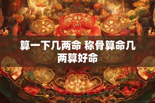 算一下几两命 称骨算命几两算好命