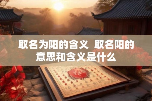 取名为阳的含义  取名阳的意思和含义是什么