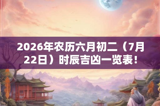 2026年农历六月初二（7月22日）时辰吉凶一览表！