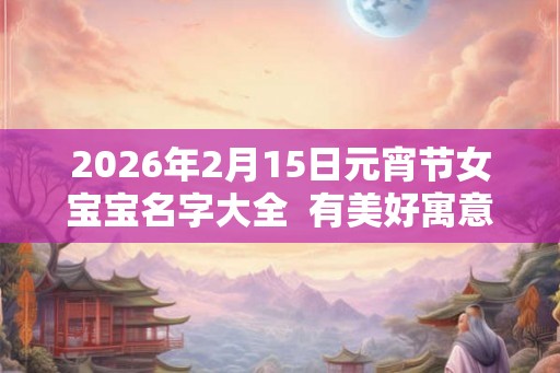 2026年2月15日元宵节女宝宝名字大全  有美好寓意的女孩名字