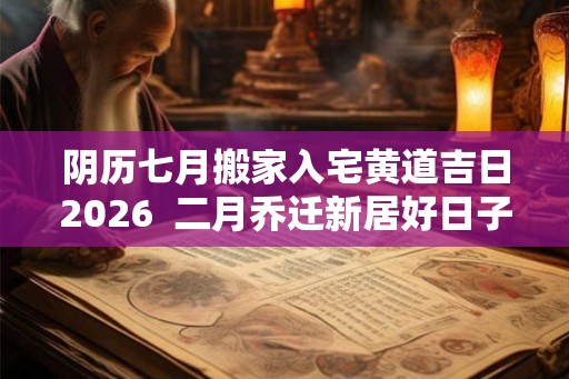 阴历七月搬家入宅黄道吉日2026  二月乔迁新居好日子