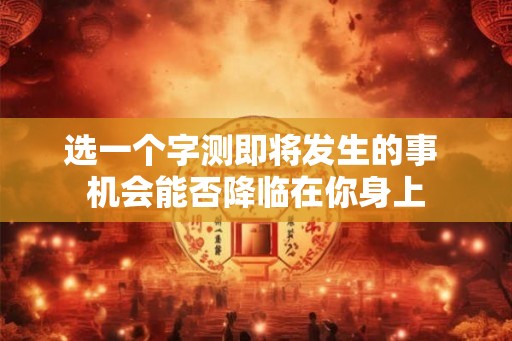 选一个字测即将发生的事 机会能否降临在你身上 选一个字测即将发生的事 机会能否降临在你身上