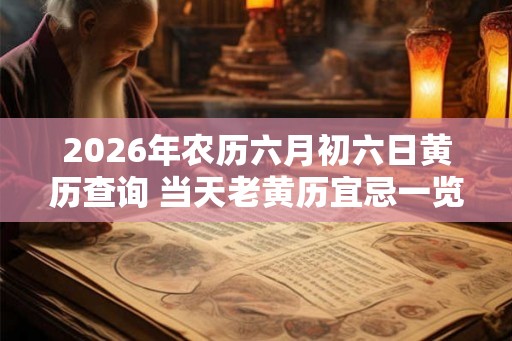 2026年农历六月初六日黄历查询 当天老黄历宜忌一览表