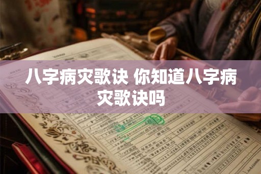 八字病灾歌诀 你知道八字病灾歌诀吗