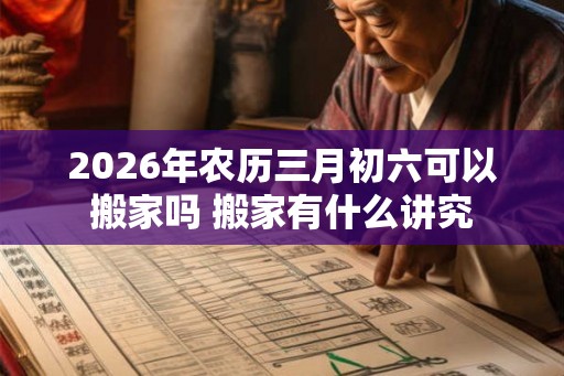 2026年农历三月初六可以搬家吗 搬家有什么讲究