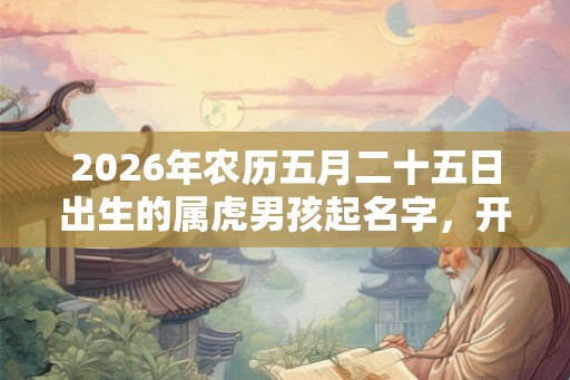 2026年农历五月二十五日出生的属虎男孩起名字，开朗阳光的名字精选