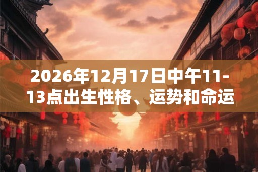 2026年12月17日中午11-13点出生性格、运势和命运