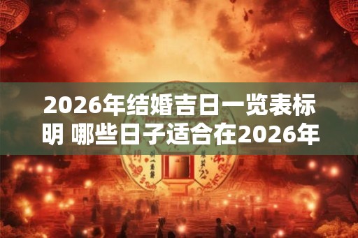 2026年结婚吉日一览表标明 哪些日子适合在2026年结婚 2026年结婚吉日一览表标明 哪些日子适合在2026年结婚