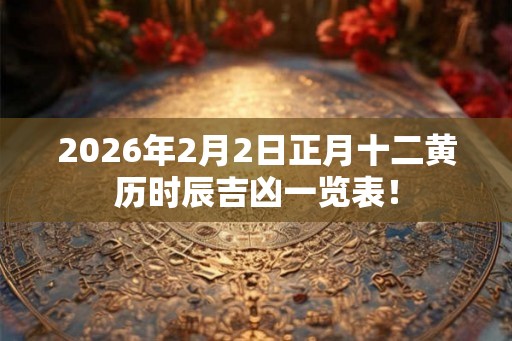 2026年2月2日正月十二黄历时辰吉凶一览表！