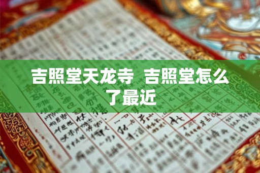 吉照堂天龙寺  吉照堂怎么了最近