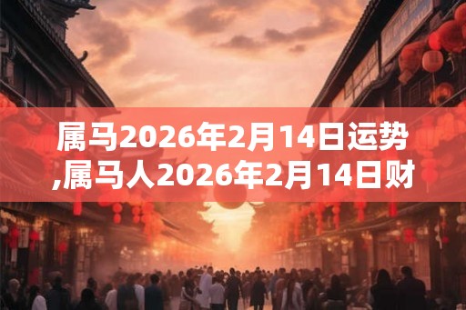 属马2026年2月14日运势,属马人2026年2月14日财运,生肖马2026年2月14日运势
