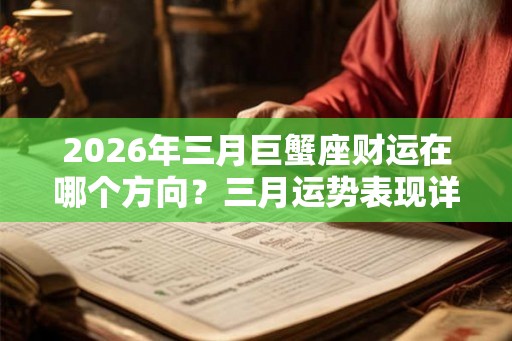 2026年三月巨蟹座财运在哪个方向?三月运势表现详解 2026年三月巨蟹座财运在哪个方向?三月运势表现详解
