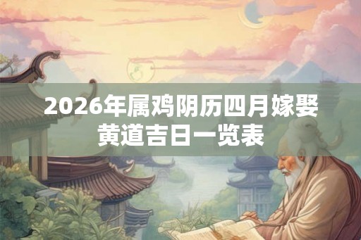 2026年属鸡阴历四月嫁娶黄道吉日一览表 2026年属鸡阴历四月嫁娶黄道吉日一览表