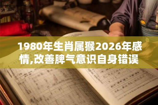 1980年生肖属猴2026年感情,改善脾气意识自身错误
