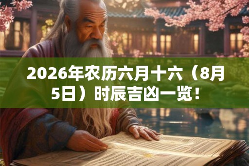 2026年农历六月十六(8月5日)时辰吉凶一览! 2026年农历六月十六(8月5日)时辰吉凶一览!
