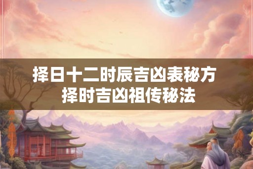 择日十二时辰吉凶表秘方  择时吉凶祖传秘法