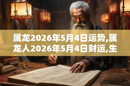 属龙2026年5月4日运势,属龙人2026年5月4日财运,生肖龙2026年5月4日运势