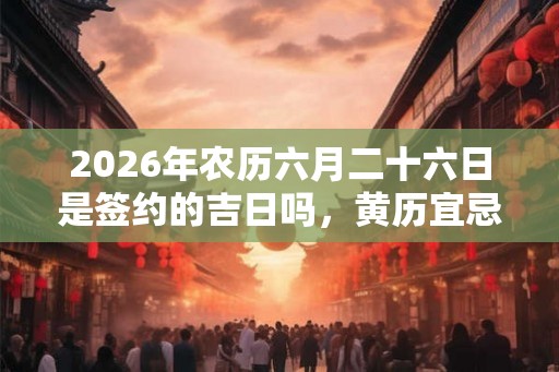 2026年农历六月二十六日是签约的吉日吗，黄历宜忌如何？