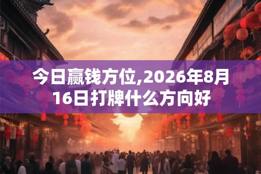今日赢钱方位,2026年8月16日打牌什么方向好