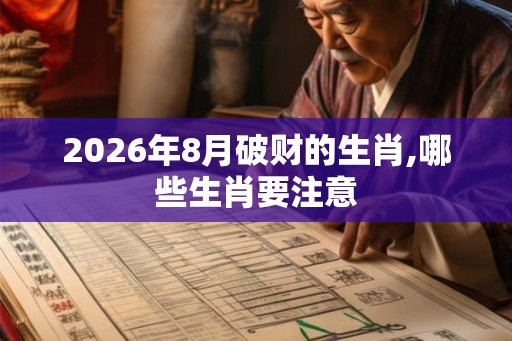 2026年8月破财的生肖,哪些生肖要注意 2026年8月破财的生肖,哪些生肖要注意