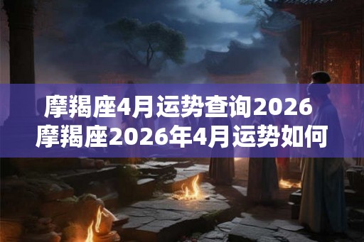 摩羯座4月运势查询2026 摩羯座2026年4月运势如何