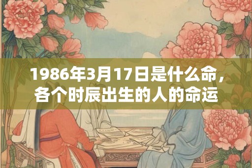 1986年3月17日是什么命，各个时辰出生的人的命运