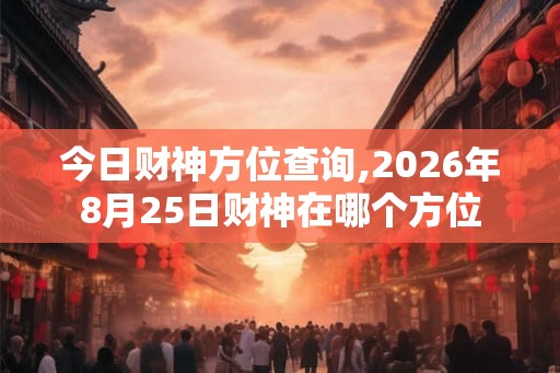 今日财神方位查询,2026年8月25日财神在哪个方位