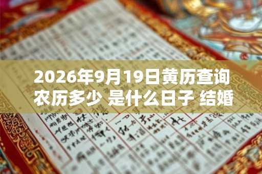 2026年9月19日黄历查询 农历多少 是什么日子 结婚吉时 2026年9月19日黄历查询 农历多少 是什么日子 结婚吉时
