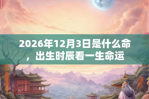 2026年12月3日是什么命，出生时辰看一生命运