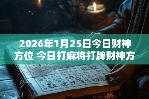 2026年1月25日今日财神方位 今日打麻将打牌财神方位