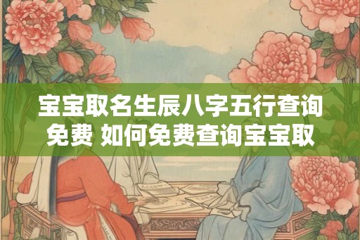 宝宝取名生辰八字五行查询免费 如何免费查询宝宝取名生辰八字五行