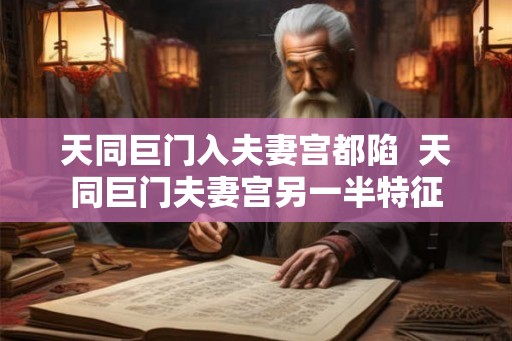 天同巨门入夫妻宫都陷 天同巨门夫妻宫另一半特征 天同巨门入夫妻宫都陷 天同巨门夫妻宫另一半特征
