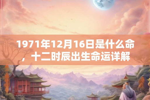 1971年12月16日是什么命,十二时辰出生命运详解 1971年12月16日是什么命,十二时辰出生命运详解