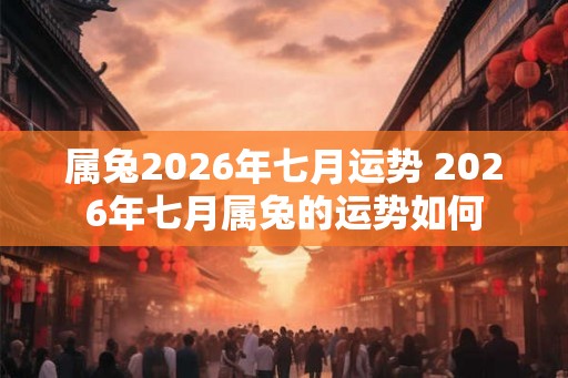 属兔2026年七月运势 2026年七月属兔的运势如何