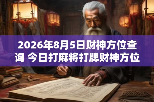 2026年8月5日财神方位查询 今日打麻将打牌财神方位