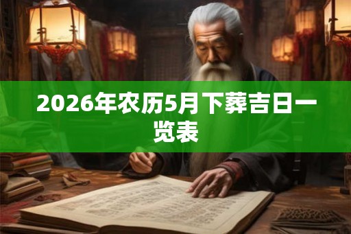 2026年农历5月下葬吉日一览表